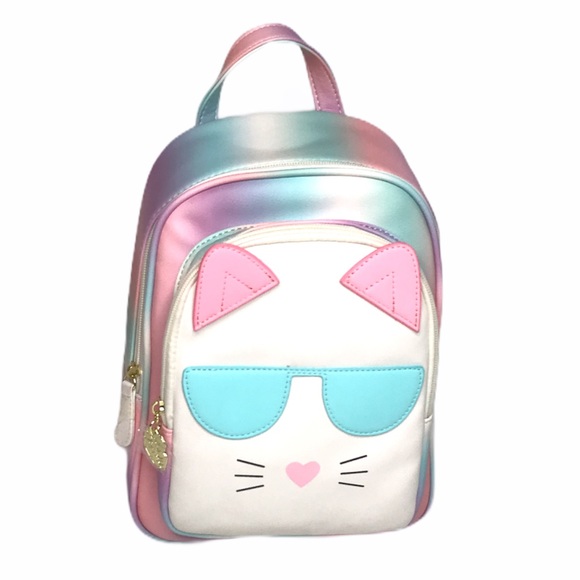 Betsey Johnson Glow In The Dark Cat with Sunglasses Backpack, White, Pink, Ombré - Picture 2 of 11